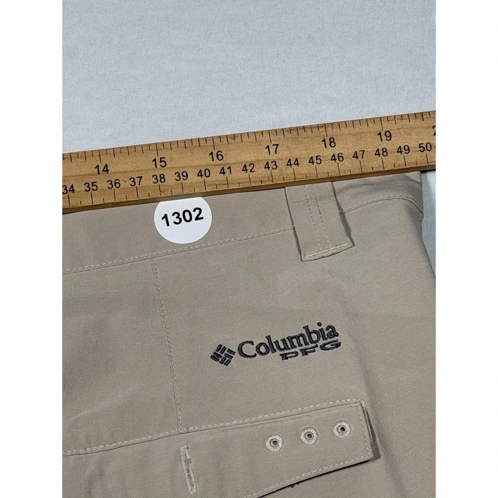 Columbia PFG Shorts Mens 38 Beige Cargo Fishing Stretch Lined Outdoor Summer